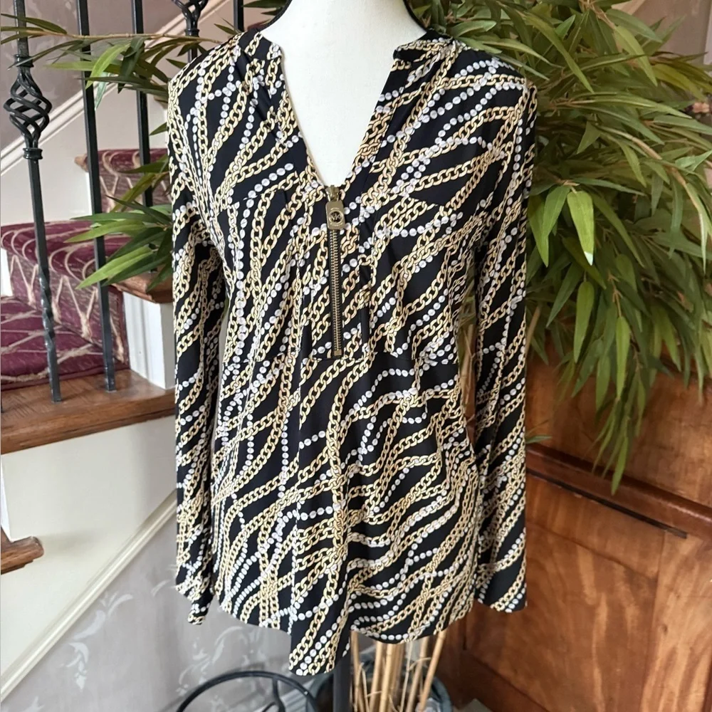 MICHAEL KORS ladies, chain-link style, long sleeve blouse size small